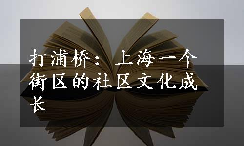 打浦桥：上海一个街区的社区文化成长