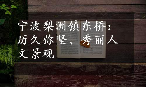 宁波梨洲镇东桥：历久弥坚、秀丽人文景观