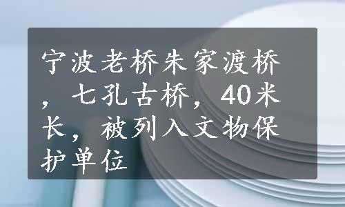 宁波老桥朱家渡桥，七孔古桥，40米长，被列入文物保护单位