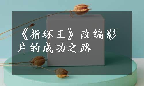 《指环王》改编影片的成功之路