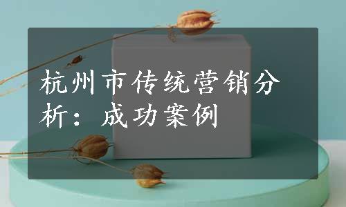 杭州市传统营销分析：成功案例