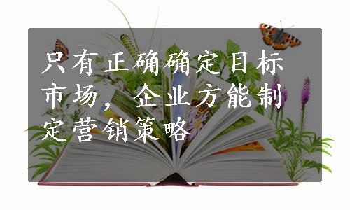 只有正确确定目标市场，企业方能制定营销策略