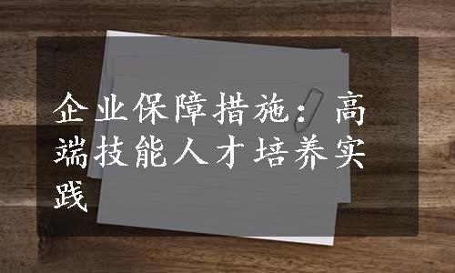 企业保障措施：高端技能人才培养实践