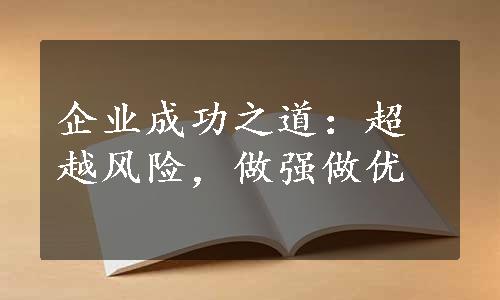 企业成功之道：超越风险，做强做优