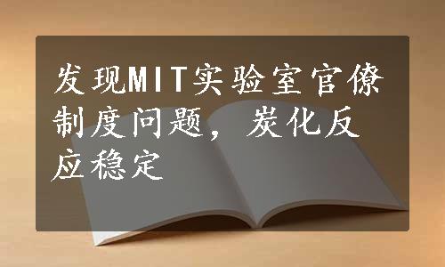 发现MIT实验室官僚制度问题，炭化反应稳定