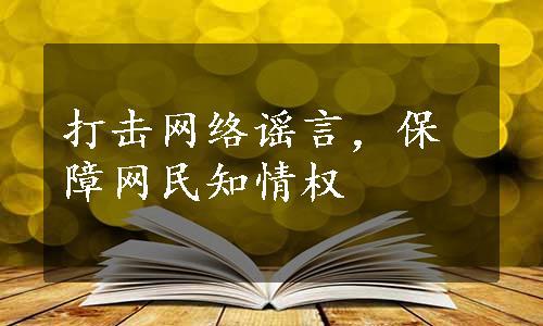 打击网络谣言，保障网民知情权