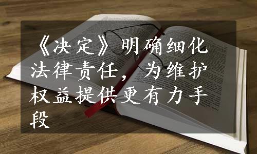 《决定》明确细化法律责任，为维护权益提供更有力手段