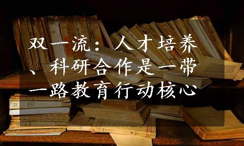 双一流：人才培养、科研合作是一带一路教育行动核心