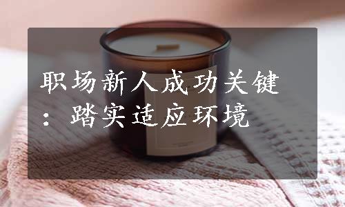 职场新人成功关键：踏实适应环境