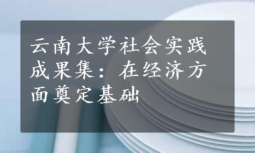 云南大学社会实践成果集：在经济方面奠定基础