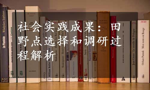 社会实践成果：田野点选择和调研过程解析