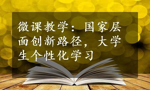 微课教学：国家层面创新路径，大学生个性化学习