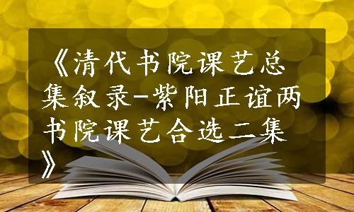 《清代书院课艺总集叙录-紫阳正谊两书院课艺合选二集》