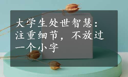 大学生处世智慧：注重细节，不放过一个小字