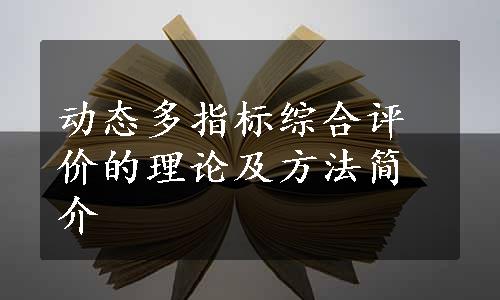 动态多指标综合评价的理论及方法简介