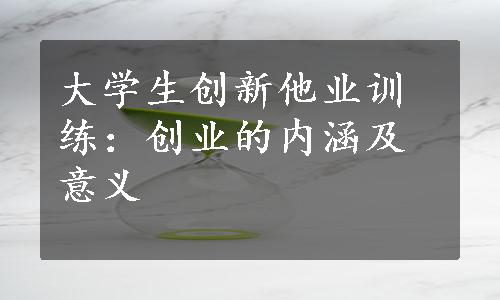 大学生创新他业训练：创业的内涵及意义