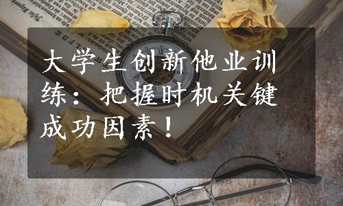 大学生创新他业训练：把握时机关键成功因素！