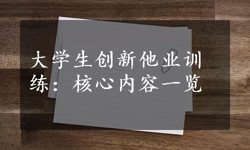 大学生创新他业训练：核心内容一览