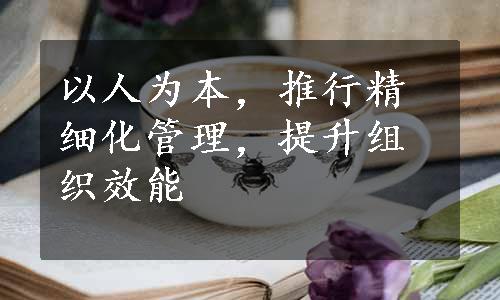 以人为本，推行精细化管理，提升组织效能