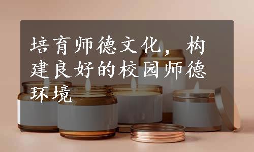 培育师德文化，构建良好的校园师德环境