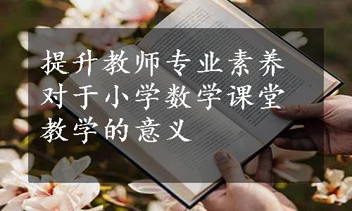 提升教师专业素养对于小学数学课堂教学的意义