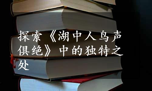 探索《湖中人鸟声俱绝》中的独特之处