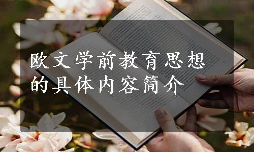 欧文学前教育思想的具体内容简介