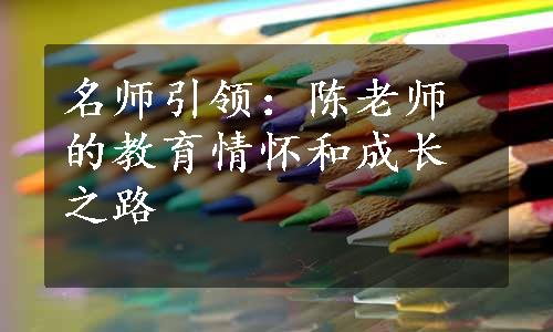 名师引领：陈老师的教育情怀和成长之路