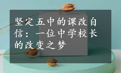 坚定五中的课改自信：一位中学校长的改变之梦