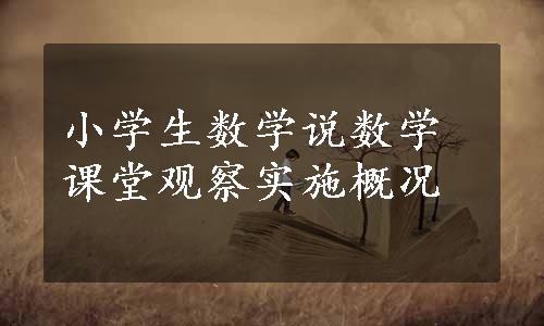 小学生数学说数学课堂观察实施概况