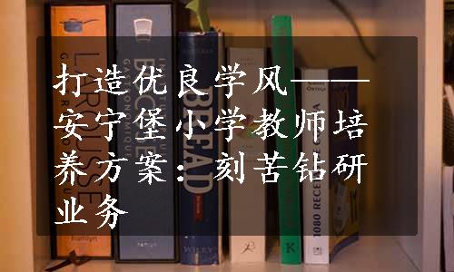 打造优良学风——安宁堡小学教师培养方案：刻苦钻研业务