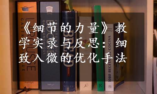 《细节的力量》教学实录与反思：细致入微的优化手法