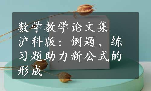 数学教学论文集  沪科版：例题、练习题助力新公式的形成