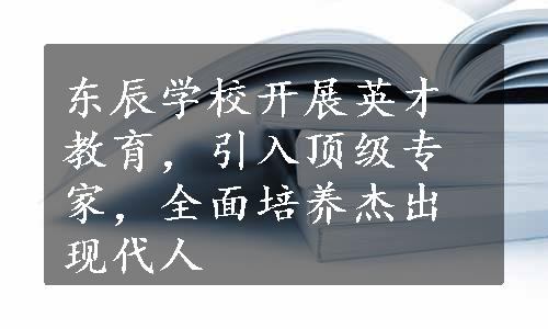 东辰学校开展英才教育，引入顶级专家，全面培养杰出现代人