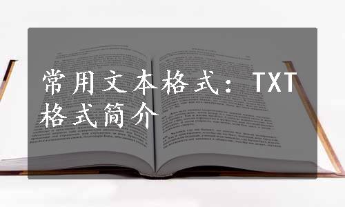 常用文本格式：TXT格式简介