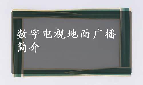 数字电视地面广播简介