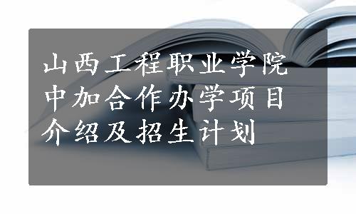 山西工程职业学院中加合作办学项目介绍及招生计划