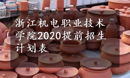 浙江机电职业技术学院2020提前招生计划表