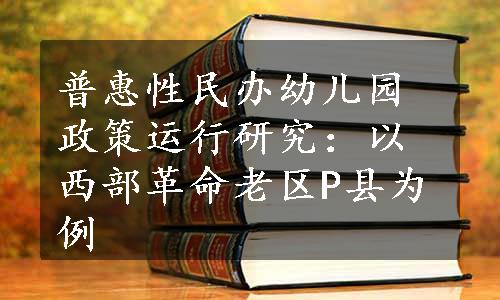 普惠性民办幼儿园政策运行研究：以西部革命老区P县为例