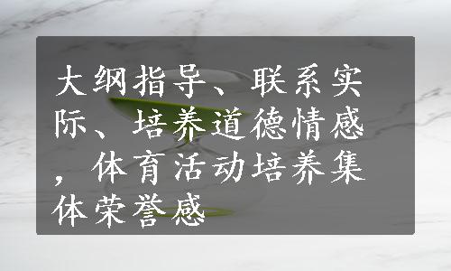 大纲指导、联系实际、培养道德情感，体育活动培养集体荣誉感