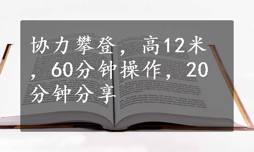 协力攀登，高12米，60分钟操作，20分钟分享