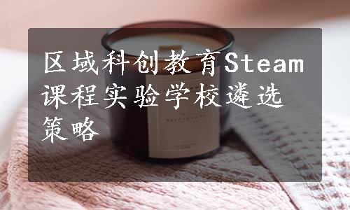 区域科创教育Steam课程实验学校遴选策略