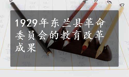 1929年东兰县革命委员会的教育改革成果