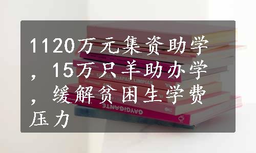 1120万元集资助学，15万只羊助办学，缓解贫困生学费压力