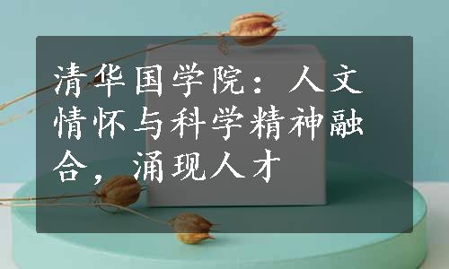 清华国学院：人文情怀与科学精神融合，涌现人才