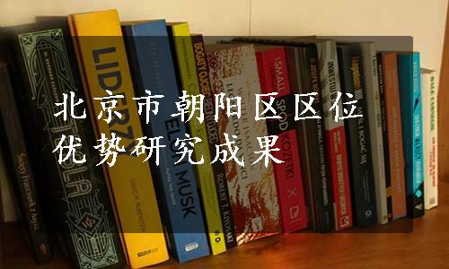 北京市朝阳区区位优势研究成果