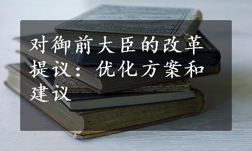 对御前大臣的改革提议：优化方案和建议