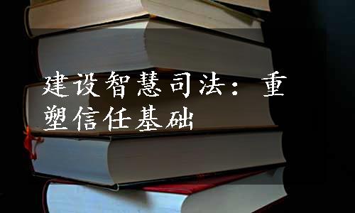 建设智慧司法：重塑信任基础