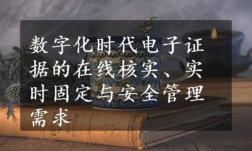 数字化时代电子证据的在线核实、实时固定与安全管理需求