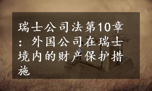 瑞士公司法第10章：外国公司在瑞士境内的财产保护措施